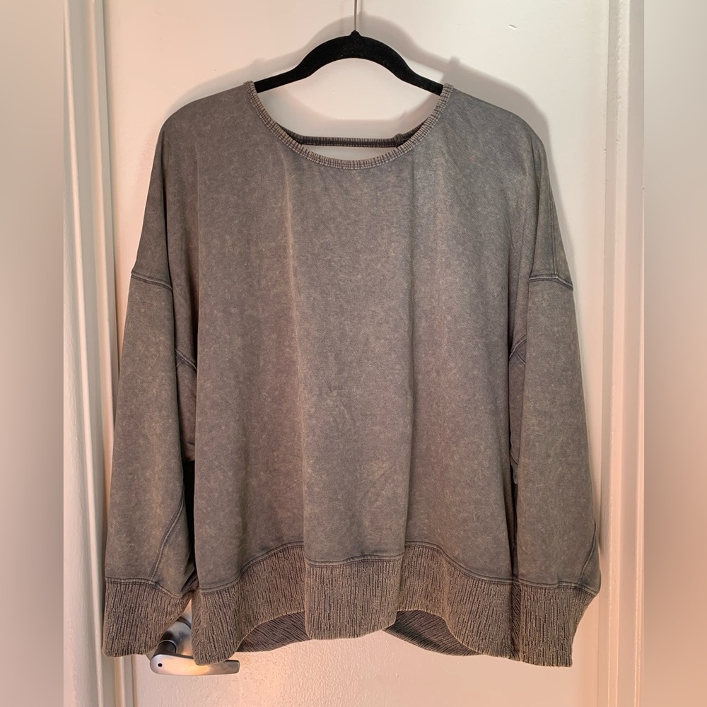 Oversized open back long sleeve top